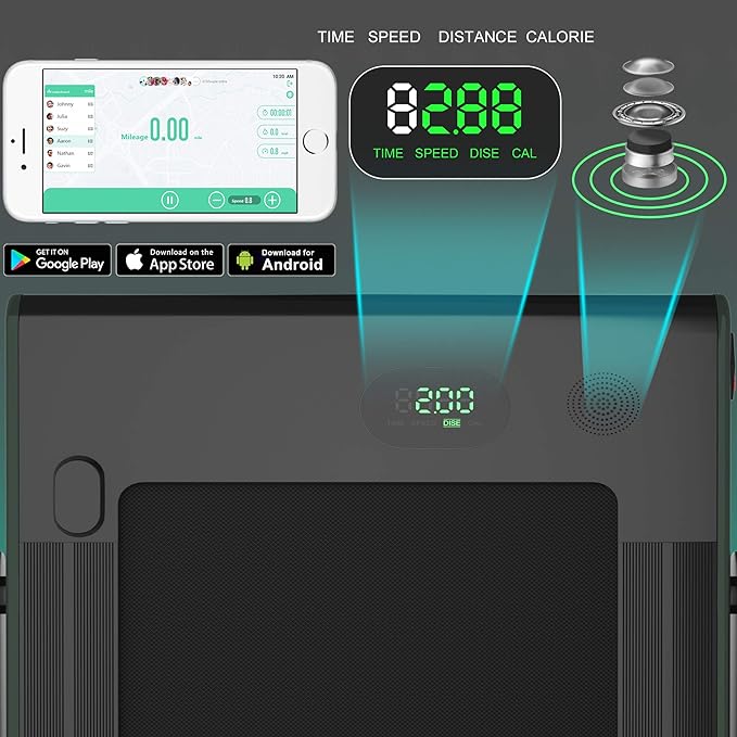 GYMAX Walking Pad, 2.25HP Foldable Treadmill with Smart App & Remote Control, Bluetooth LED Monitor, Small Spaces Compact Running Machine, Folding Portable Under Desk Treadmill for Home Office-StrideForce Fitness