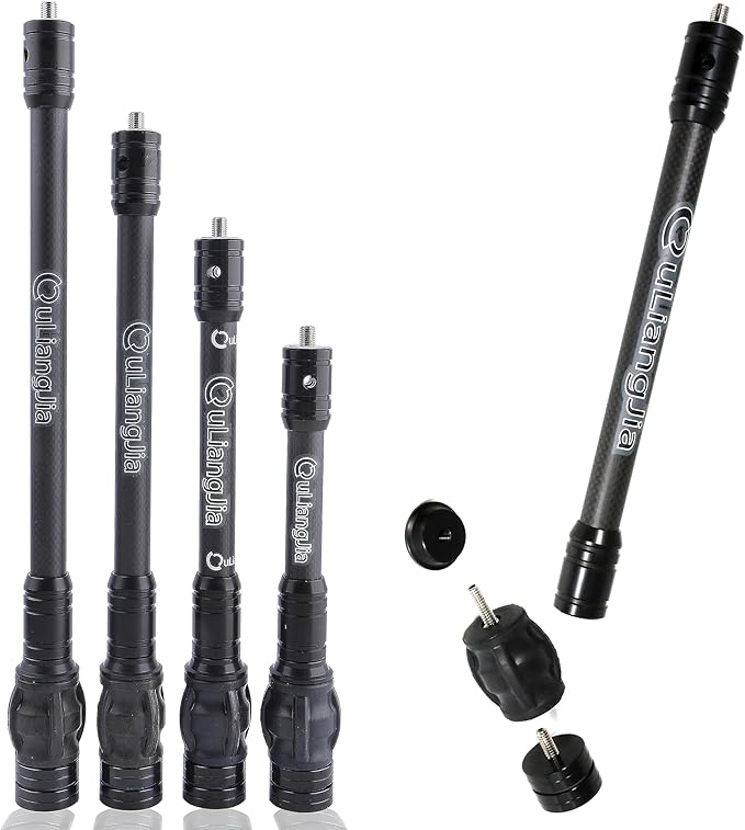 AMEYXGS Bow Stabilizer for Compound Bow, 6" 8" 10" 12" Rod Balance Bar with Damping System and Weights Shock Absorber for Compound Bow Archery Accessory-StrideForce Fitness