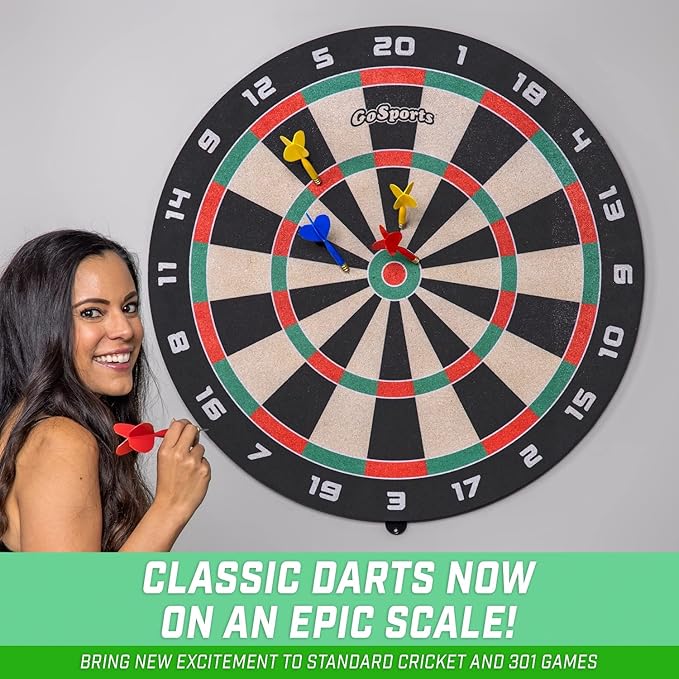GoSports Giant 3 ft or 4 ft Cork Dartboards - Includes 12 Giant Darts and Scoreboard - New Fun Twist on Darts-StrideForce Fitness