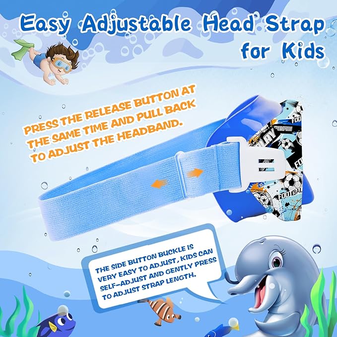 Kids Swim Goggles 180° Snorkel Diving Mask with Nose Cover, Anti-Fog Kids Swimming Goggles with Elastic Fabric Strap for Kids Boys Girls-StrideForce Fitness