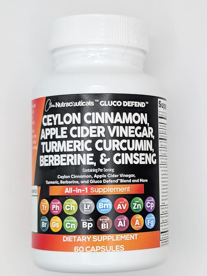Clean Nutraceuticals Ceylon Cinnamon Turmeric Apple Cider Vinegar Ginseng Berberine Plus Bitter Melon Gymnema Milk Thistle Fenugreek - 2Pack-StrideForce Fitness