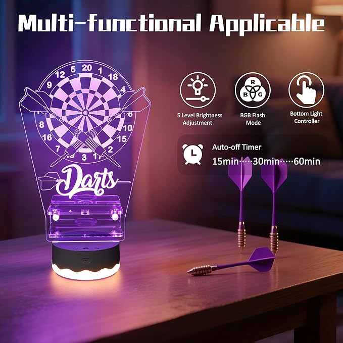 Light Up Dart Holder, 16 Colors Changing Lights Acrylic Dart Holder Stand with Remote Control, Birthday Christmas Gifts for Men Player or Darts Enthusiasts-StrideForce Fitness