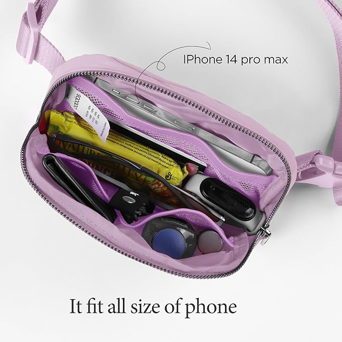 ODODOS Unisex Mini Belt Bag with Adjustable Strap Small Fanny Pack for Workout Running Traveling Hiking, Lavender-StrideForce Fitness