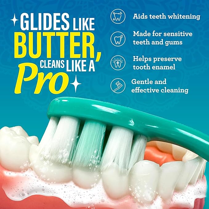 GuruNanda Butter On Gums Toothbrush, ADA Accepted, With 8000+ Ultra Soft Softex Bristles for Sensitive & Receding Gums, Perfect for Whiter Teeth, 1 Ct
