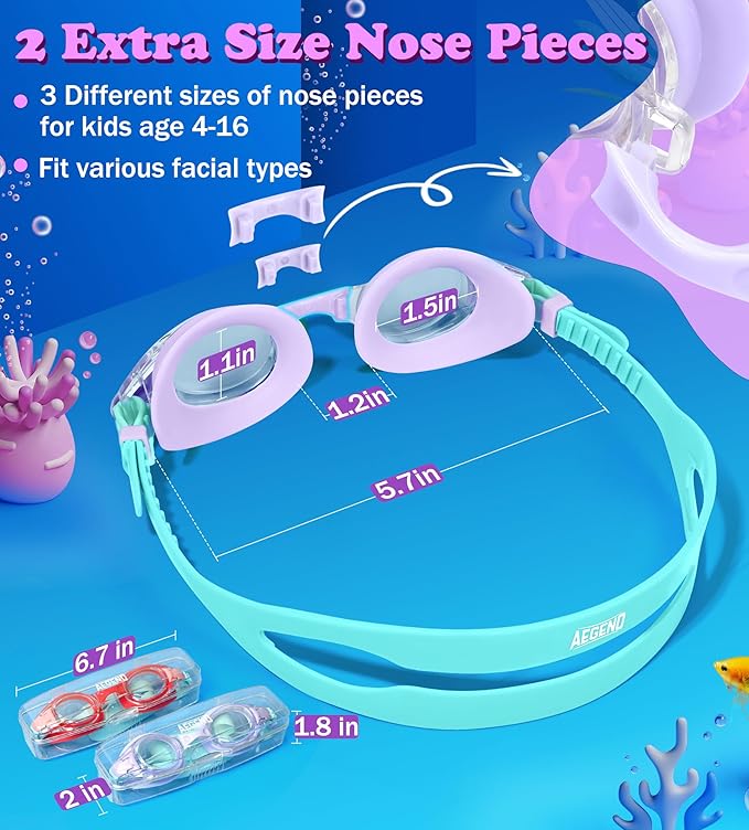 Aegend 2 Pack Kids Goggles, Swimming Goggles for Kids Age 4-16 Boys and Girls Youth, Anti-Fog Waterproof Anti-UV Pool Goggles-StrideForce Fitness