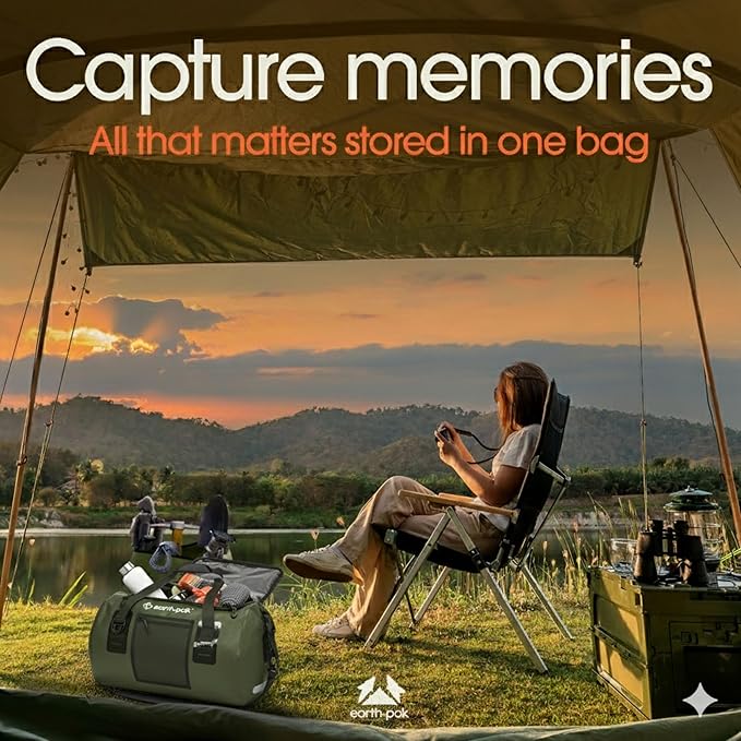 Earth Pak Waterproof Duffel Bag - Heavy Duty Motorcycle Dry Bag with Large Storage Space Perfect for Traveling, Camping, Kayaking, Fishing & Canoeing Bag 50L/70L/90L/120L Sizes-StrideForce Fitness