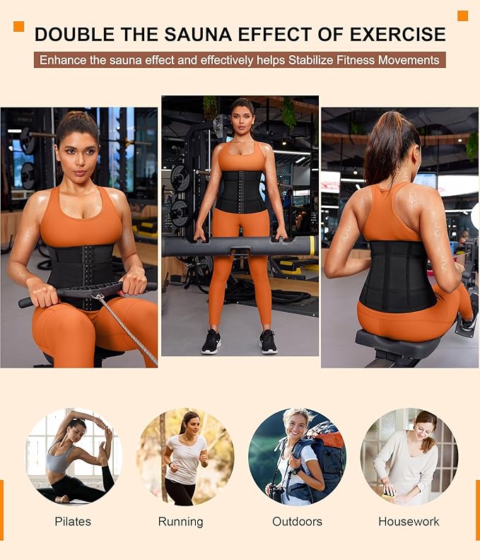 TrainingGirl Waist Trainer for Women Belly Working Out Trimmer Corset Sauna Sweat Belt Band Stomach Wrap Body Shaper Fajas-StrideForce Fitness