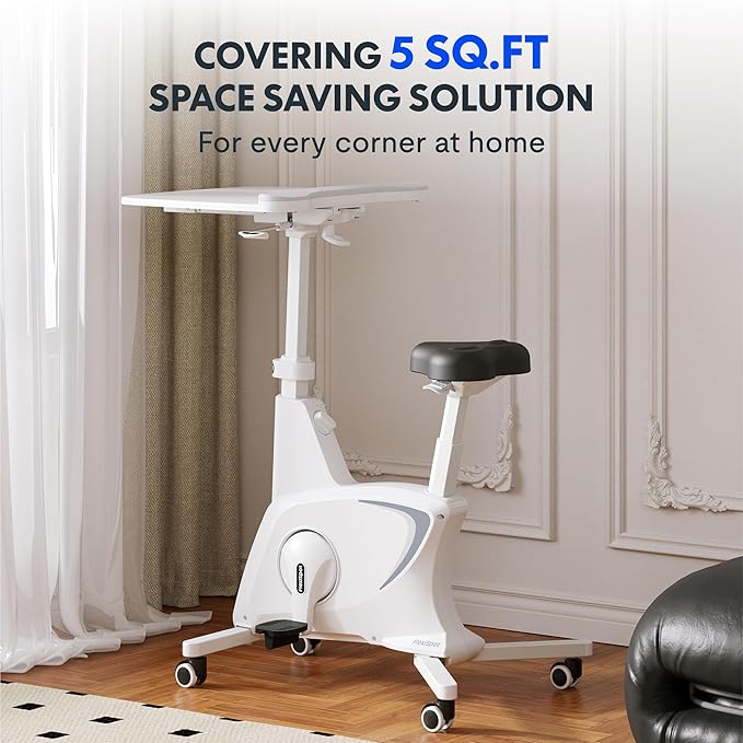 FLEXISPOT Exercise Bike with 2D Desktop, Space Saving Under Desk Bike with Removable Desk, Stationary Bikes Indoor Bikes with 300LBS Heavy Duty 8-Level Resistance Flywheel Optional LCD, V9PRO/V9MAX-StrideForce Fitness