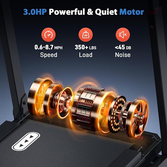 CIIHI Treadmill with Auto Incline - Adjustable Height Handrail 15% Auto Incline Treadmill with 400 lbs Capacity - Foldable Running Machine for Home with APP, Voice Control and Speaker - 8.7 MPH-StrideForce Fitness