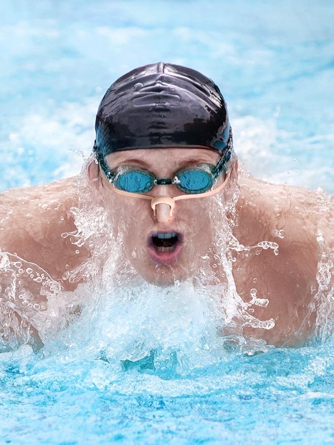 Blulu 6 Pieces Swimming Nose Clip Latex Gel Nose Plugs for Swimming Swimmer Accessories for Older Kids, Beige-StrideForce Fitness