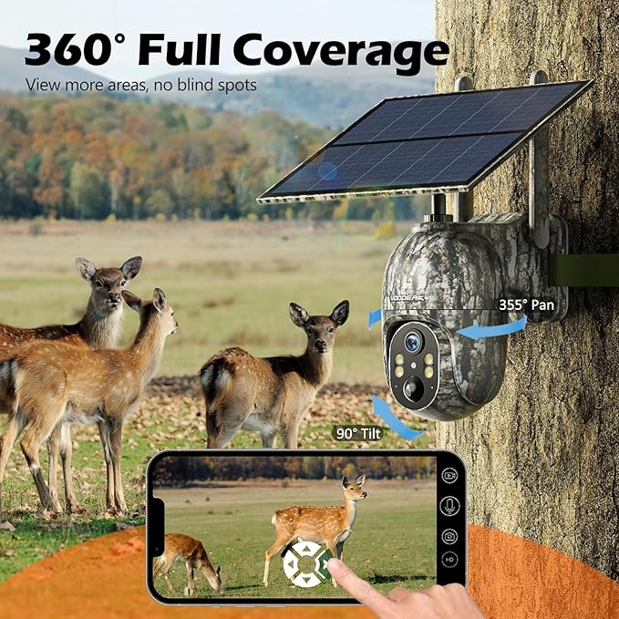 VOOPEAK Cellular Trail Camera, 2.5K Trail Cameras with Color Night Vision, Built-in SIM Card Live Streaming Pan 355° Tilt 90° Game Camera Solar Powered Motion Activated No WiFi Needed-StrideForce Fitness