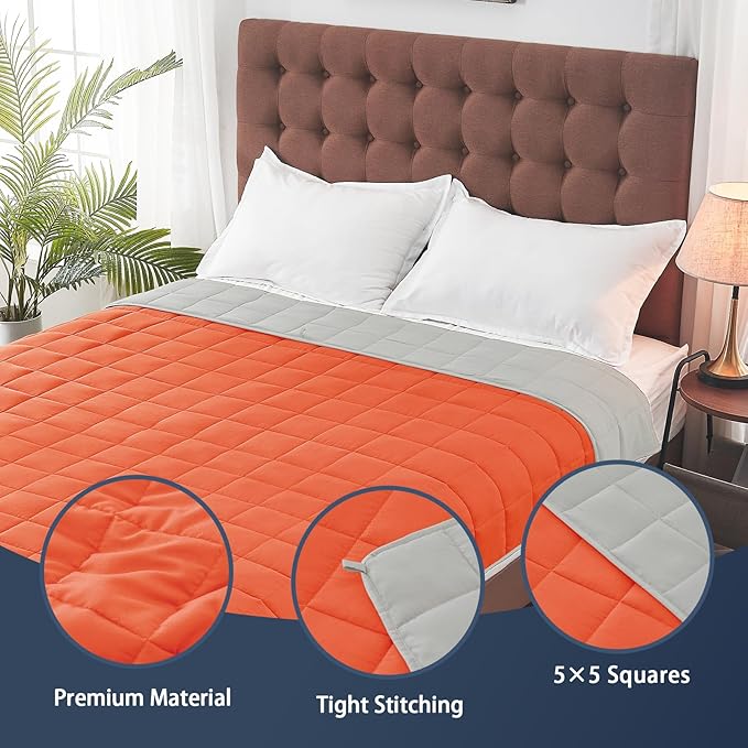 yescool Weighted Blanket for Adults (20 lbs, 88” x 104”, Orange) Cooling Heavy Blanket for Sleeping Perfect for 190-210 lbs, Queen Size Breathable Blanket with Premium Glass Bead, Machine Washable-StrideForce Fitness