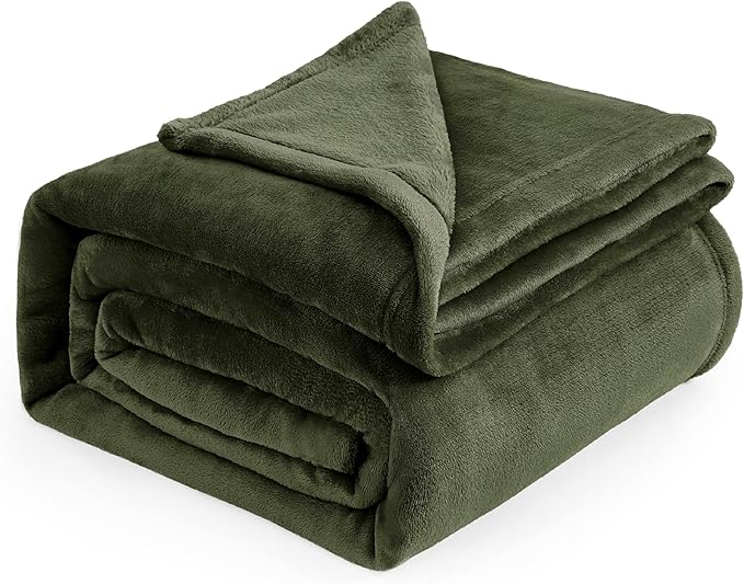 Bedsure Fleece Blanket Queen Blanket Olive Green - Bed Blanket Soft Lightweight Plush Fuzzy Cozy Luxury Microfiber, 90x90 inches-StrideForce Fitness