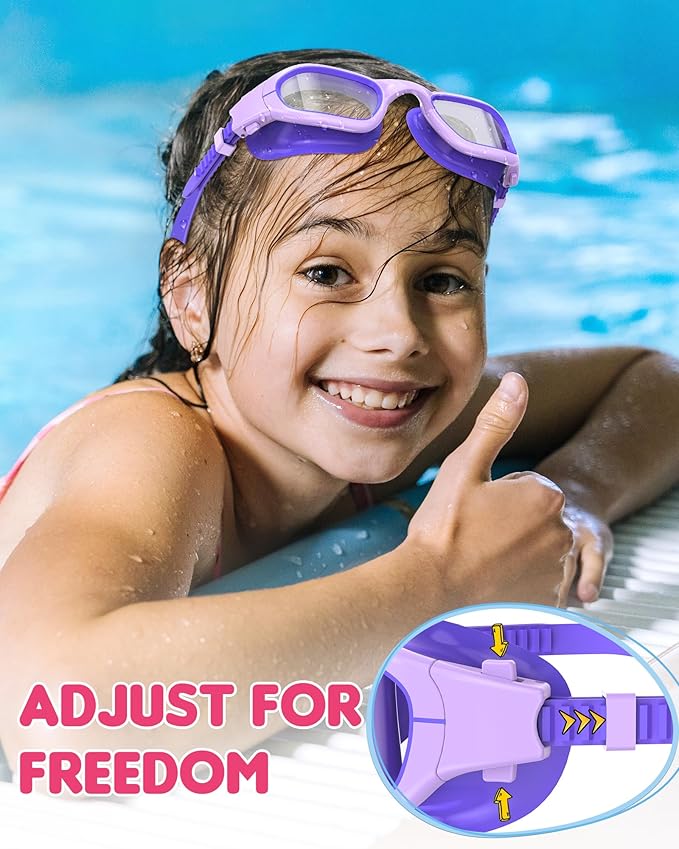 Kids Swim Goggles,Swimming Goggles for Kids 6-14, Anti-Fog UV Protection Pool Glasses for Boys Girls-StrideForce Fitness
