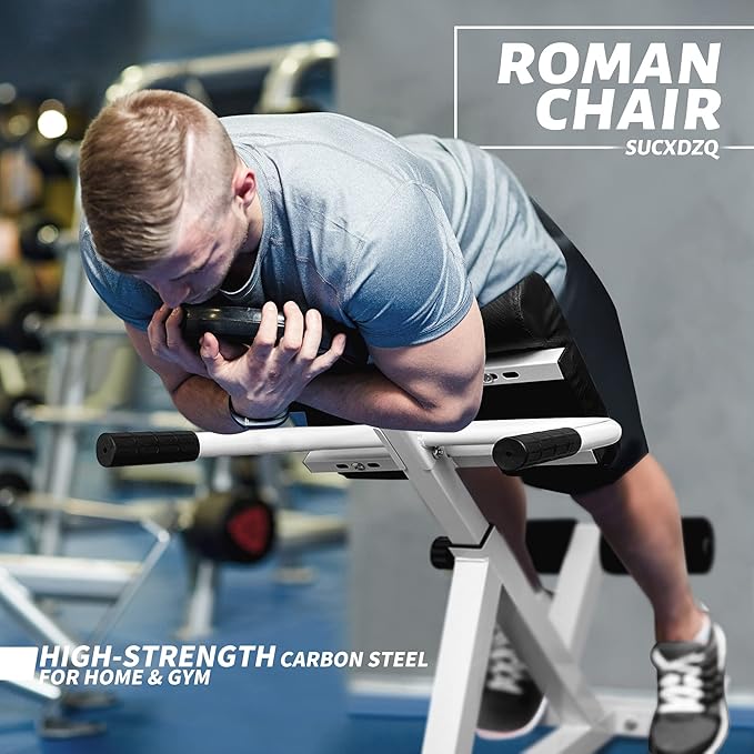Roman Chair Back Extender - Angle & Height Dual Adjustable Hyperextension Bench for Home Gym - Adjustable Back Exercise Machine-StrideForce Fitness
