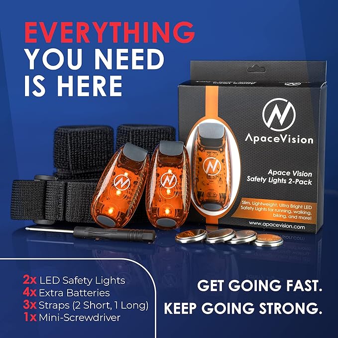 LED Safety Light (2 Pack) - Clip On Strobe/Running Lights for Runners, Dog, Bike, Walking, Boat, Kayak, Stroller and More - High Visibility Accessories for Your Reflective Gear, Bicycle-StrideForce Fitness