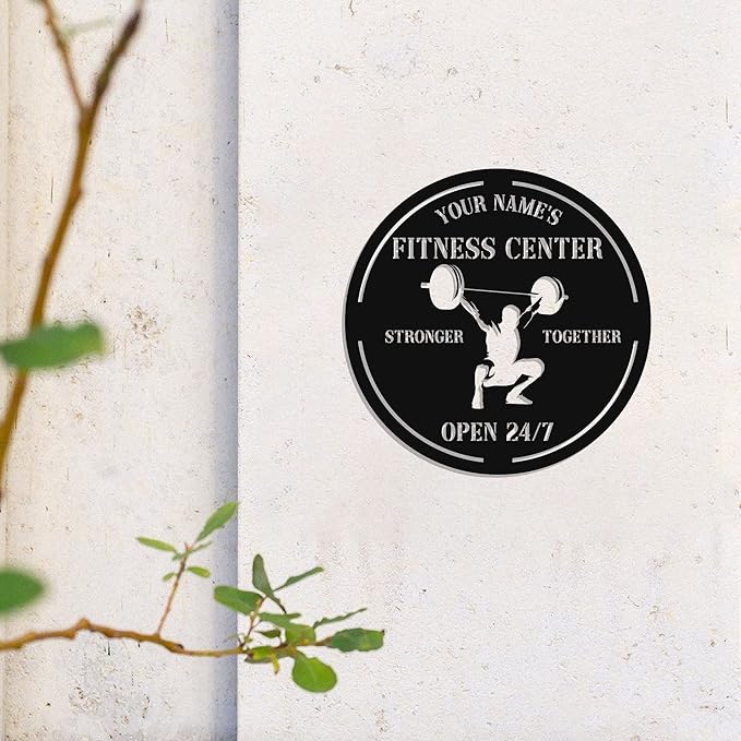 Personalized Home Gym LED Tin Metal Sign Multiple Sizes, Gym Sign Wall Decor, Exercise Workout Room Decor Fitness Center, Motivational Inspirational Hanging Wall Art Wall Plaque (04 w/o lights)-StrideForce Fitness