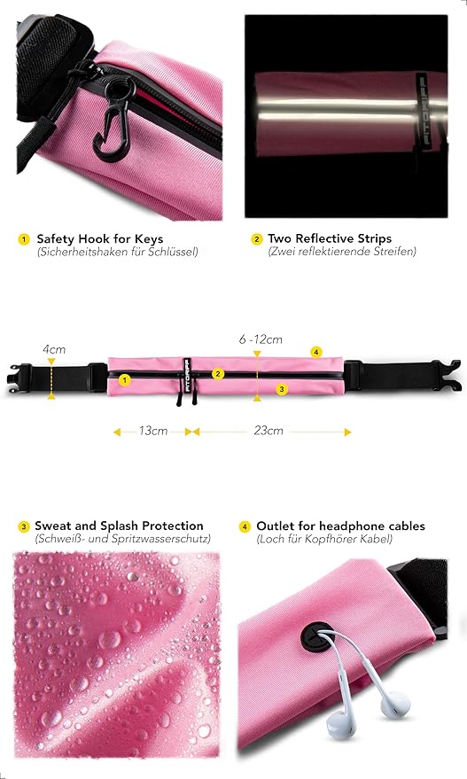 Fitgriff® Running Belt for Men & Women - Secure Jogging Pouch for Phone, Keys & Essentials - For All Cell Phones-StrideForce Fitness