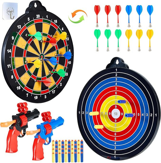 Magnetic Dart Board - 12Magnetic Darts+12Sticky Balls Or 2 Toy Gun+40 Foam Dart,Fun for Family Game and Party with Friends, Christmas Birthday Gifts Toys for 3-12 Year Old Boys-StrideForce Fitness