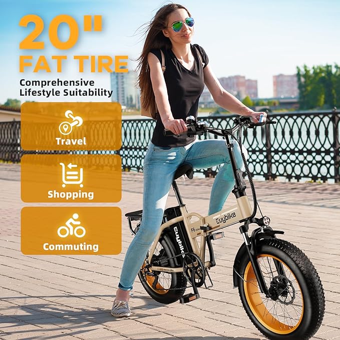 1000W Folding Electric Bike, 48V 20AH Large Removable Battery E Bike, 30+MPH, 80 Miles Max Range, 20" Fat Tire Electric Bike for Adults, Adult Electric Bicycles for Commute Beach Snow-StrideForce Fitness