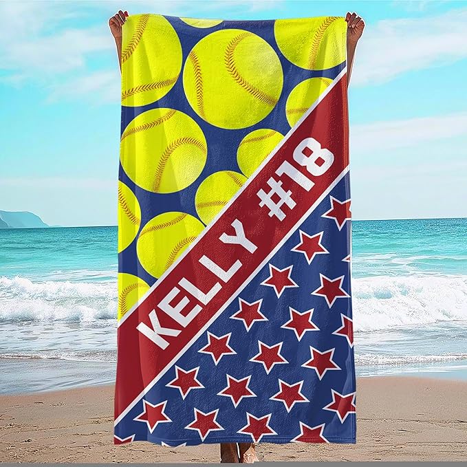 Personalized Beach Towel With Name, Custom Beach Towel with Text, Customized Microfiber Pool Towel, Quick Dry & Absorbent Swim Towel for Adult,Anniversary, Birthday, Summer Holiday,vacation, Tennis-StrideForce Fitness