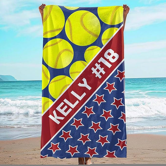 Personalized Beach Towel With Name, Custom Beach Towel with Text, Customized Microfiber Pool Towel, Quick Dry & Absorbent Swim Towel for Adult,Anniversary, Birthday, Summer Holiday,vacation, Tennis-StrideForce Fitness