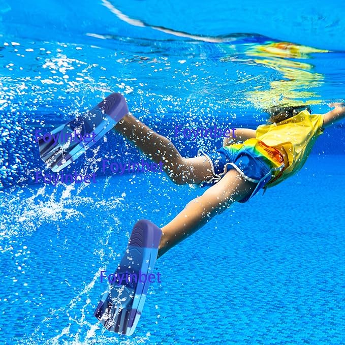 Kids Swim Fins,Short Kids Fins Youth Swimming Flippers for Lap Swimming Training for Children Girls Boys Beginners-StrideForce Fitness