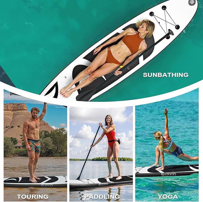 Inflatable Stand Up Paddle Board 10‘x30‘‘- Ultra-Light SUP with Backpack, Pump, Paddle, Coil Leash, 3 Fins, Repair Kit, Stable Design, Non-Slip EVA Deck for Adults & Youth-StrideForce Fitness
