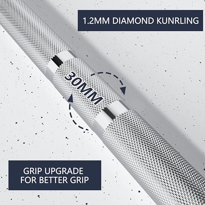 TECHNOAGE 7FT Olympic Barbell Olympic Bar Solid Chrome Barbell 700LBS Load Capacity(2-Inch Plate) for Weightlifting, Squats, Dead-Lifts, Presses, and Lunges-StrideForce Fitness