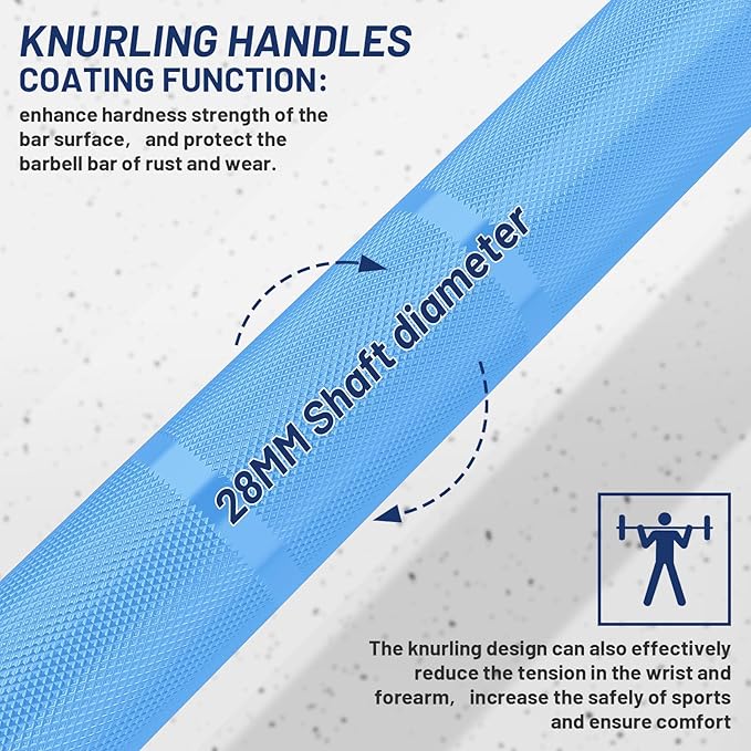 7ft Olympic Barbell Bar 45LB Load 1500lbs Capacity Available, for Gym Home Exercises, Weightlifting, Powerlifting for 2" Olympic Plates-StrideForce Fitness