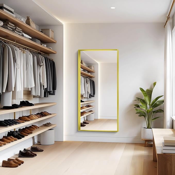 Gold Bathroom Mirror, 30x60 Inch Rectangular Deep Frame Mirror, Large Wall Mounted Bathroom Vanity Mirror Over Sink for Bedroom,Restroom, Living Room, Hangs Vertically or Horizontally-StrideForce Fitness