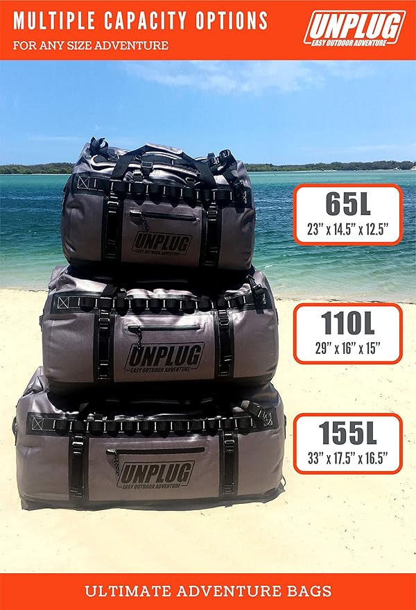UNPLUG Ultimate Adventure Bag | 1680D Heavy Duty Waterproof Bag | Large Travel Duffle Bag which can be Used for Camping, Motorcycling, Boating, or Hunting-StrideForce Fitness