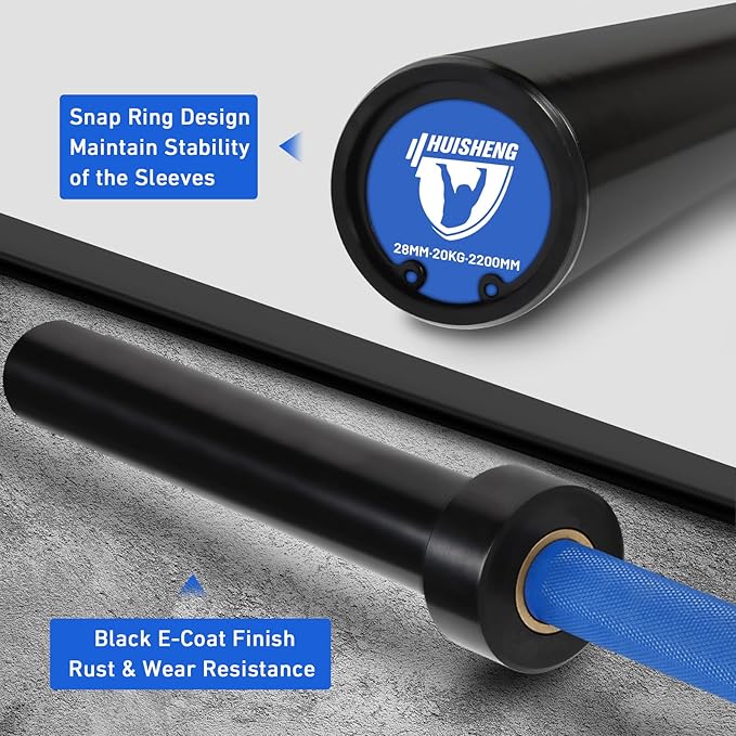 7ft Olympic Barbell for Strength Training and Olympic Weightlifting, 500 700 1000LBS Capacity Available, 2 Inch Bar for Squats, Home Gym Fitness Equipment, Bench Press, Deadlift,Powerlifting-StrideForce Fitness