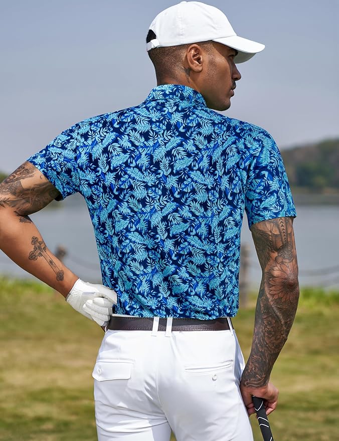 TAPULCO Mens Quick Dry Polo Shirts Camouflage Pattern Performance Athletic Lightweight Breathable Casual Golf Tshirts-StrideForce Fitness