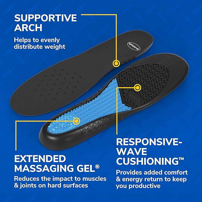 Dr. Scholl's Work All-Day Superior Comfort Insoles with Massaging Gel - Designed for Men & Women with Hard-Working Feet, Eliminates Sore Muscles and Tired Legs, Arch Support Inserts with Odor Control-StrideForce Fitness