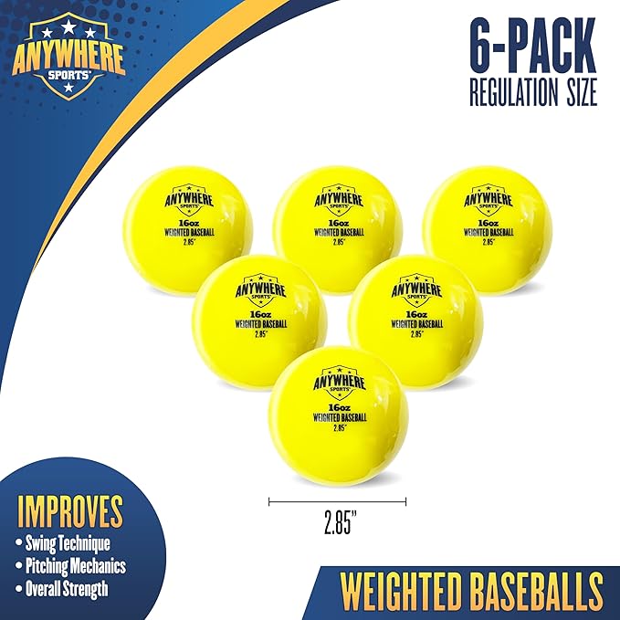 Weighted 16 oz Training Baseballs - Hitting & Pitching for All Skill Levels - Improve Power and Mechanics with Weighted Baseball Training Balls, 2.85” Diameter-StrideForce Fitness