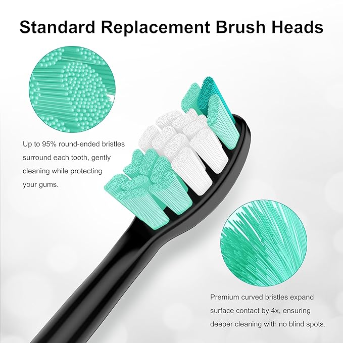 Replacement Toothbrush Heads Compatible with Philips Sonicare and More Click-on Handles 10 Pack Black