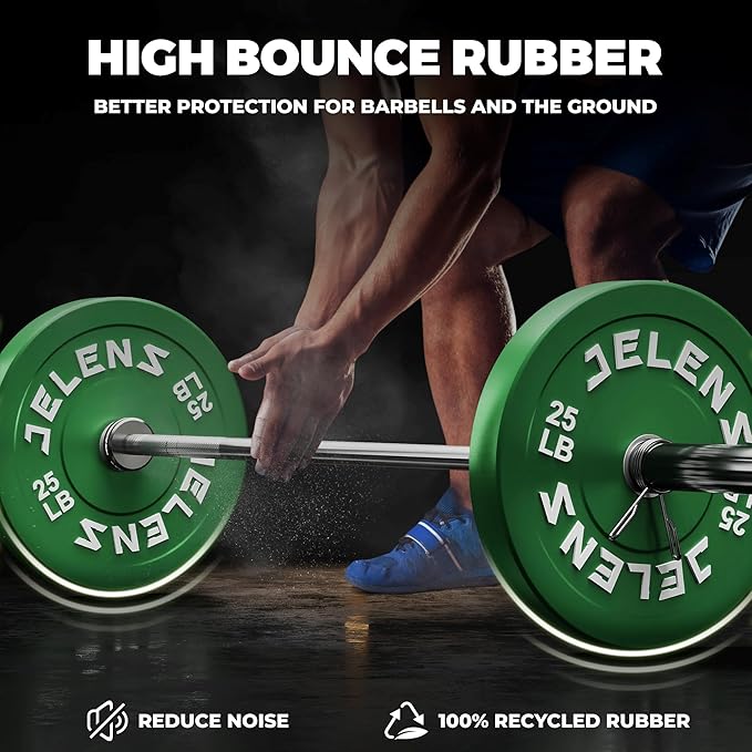 Olympic Barbell Weight Plates Set, 2-Inch Black/Colored Rubber Bumper Plate Weight Set for Strength Training and Weightlifting, Multiple Options-StrideForce Fitness