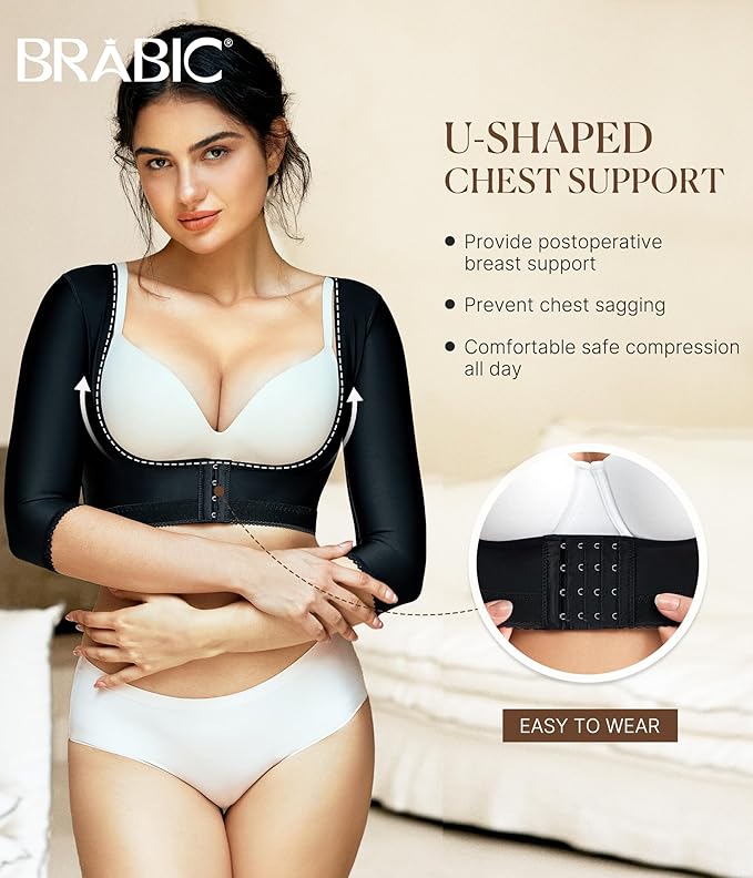 BRABIC Upper Arm Shaper Post Surgical Slimmer Compression Sleeves Posture Corrector Tops Shapewear for Women-StrideForce Fitness