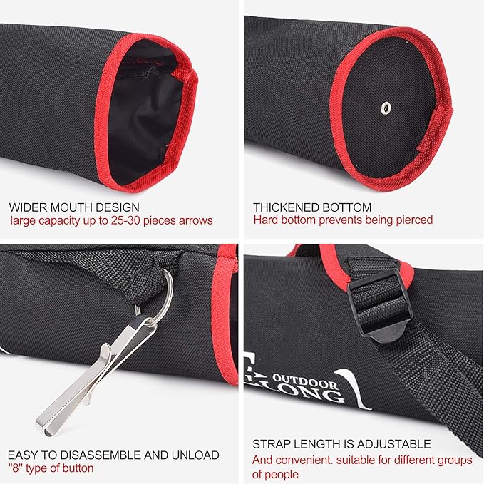 YLS Archery Hip and Back Quiver for Arrows - Black Arrow Quiver for Kids and Adults - Adjustable Arrow Holder with a Padded Strap and Belt Clip - Archery Accessories for Field and Practice-StrideForce Fitness