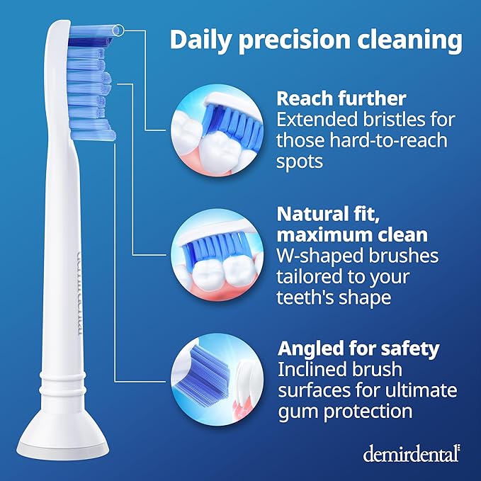 Replacement Heads - Compatible with Philips Sonicare Replacement Heads - Medium Replacement Toothbrush Head - Replaces HX6015/03 SimplyClean Toothbrush Heads - White - 8 Pcs