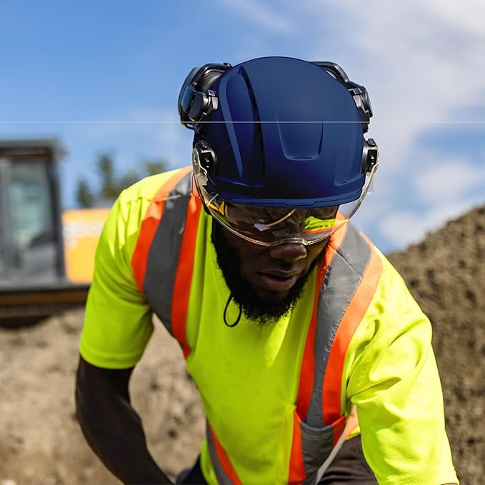 GE Safety Helmet: ANSI Type 2 Class G & E, Advanced Impact Technology, Ultra Comfortable Memory Foam, Heat Stress Reduction, Compatible with Accessories, Adjustable Size OSHA Approved-StrideForce Fitness