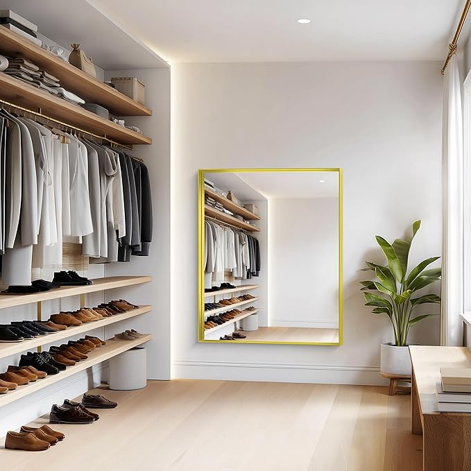 Gold Bathroom Mirror, 40x48 Inch Rectangular Framed Mirror, Large Wall Mounted Bathroom Vanity Mirror Over Sink for Bedroom,Restroom, Living Room, Hangs Vertically or Horizontally-StrideForce Fitness