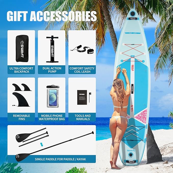 Inflatable Stand Up Paddle Board – Durable SUP for Adults & Youth,33" Wide Blow Up Paddle Board with Paddle, Pump, Backpack,Leash – All Around Stable for All Skill Levels, Carries up to 450 lbs-StrideForce Fitness
