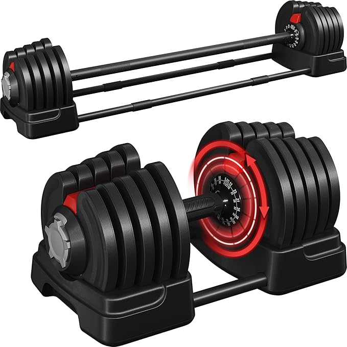 Yaheetech Adjustable Dumbbell Set Free Weight Dumbbells 40lbs/52.5lbs/90lbs Fast Adjust Dumbbells Dumbbell Weight Set, with Tray for Men/Women Strength Training Equipment-StrideForce Fitness