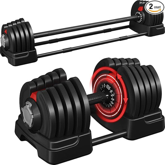 Yaheetech Adjustable Dumbbell Set Free Weight Dumbbells 40lbs/52.5lbs/90lbs Fast Adjust Dumbbells Dumbbell Weight Set, with Tray for Men/Women Strength Training Equipment-StrideForce Fitness