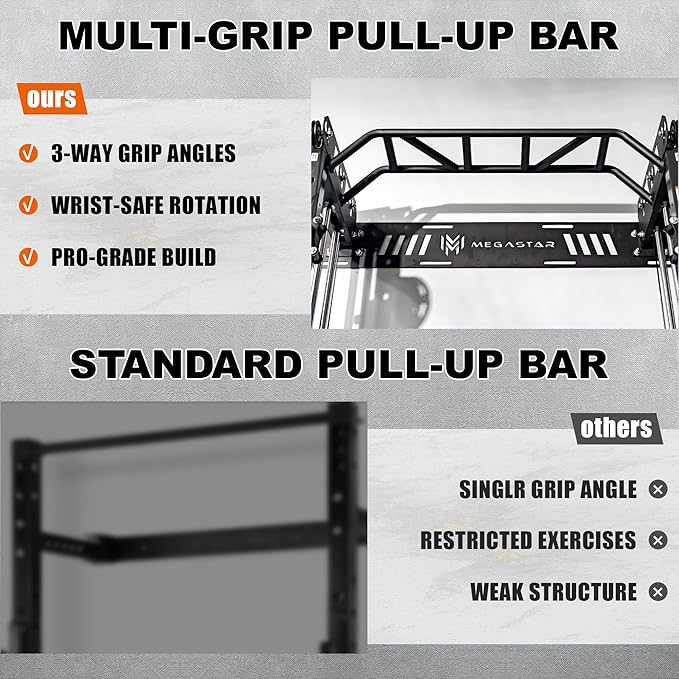 Wall Mounted Power Rack – 1600LB Capacity Compact Commercial Home Gym with Dual Cable Crossover, LAT Pulldown, Multi-Grip Pull-Up Bar & Landmine Attachment for Small Spaces, P67 Striker Red-StrideForce Fitness