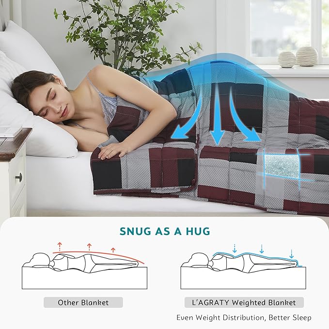 L'AGRATY Weighted Blanket - 60"x80" 15lbs Cooling Breathable Heavy Blanket Microfiber Material with Glass Beads for Adult All-Season Summer Fall Winter Soft Thick Comfort-StrideForce Fitness