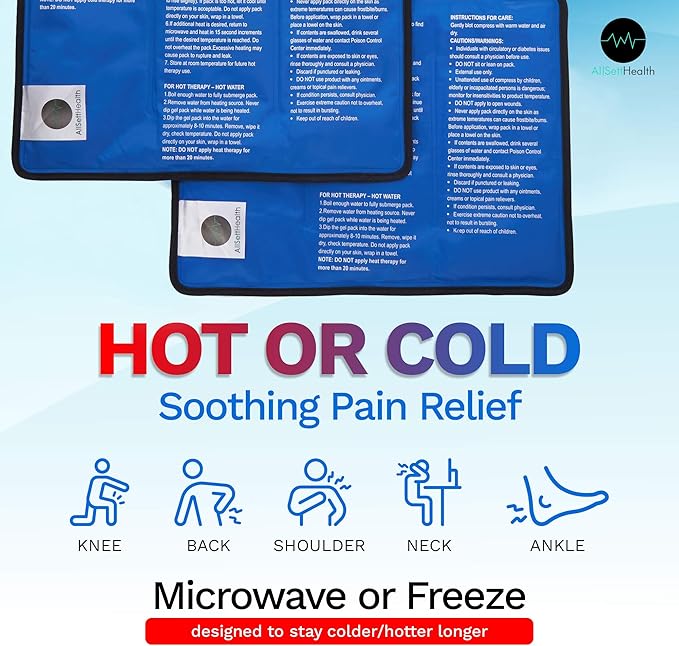 4 Pack XXL Reusable Hot and Cold Gel Ice Packs for Injuries | Cold Compress, Ice Pack, Gel Ice Packs, Cold Pack, ice Pack, Cold Packs for Injuries | 11x14.5 in-StrideForce Fitness