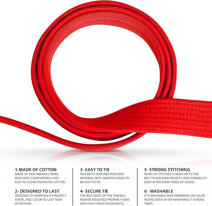 DXM SPORTS BJJ Jiu Jitsu Belt - Taekwondo Karate Belt - Martial Arts Uniform Ranking Judo Belt Double Stitched for Kids Adult-StrideForce Fitness